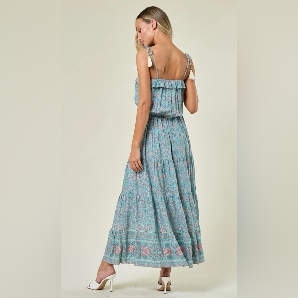 Cassia Boho Border Print Maxi Dress Size Small - Picture 3 of 9